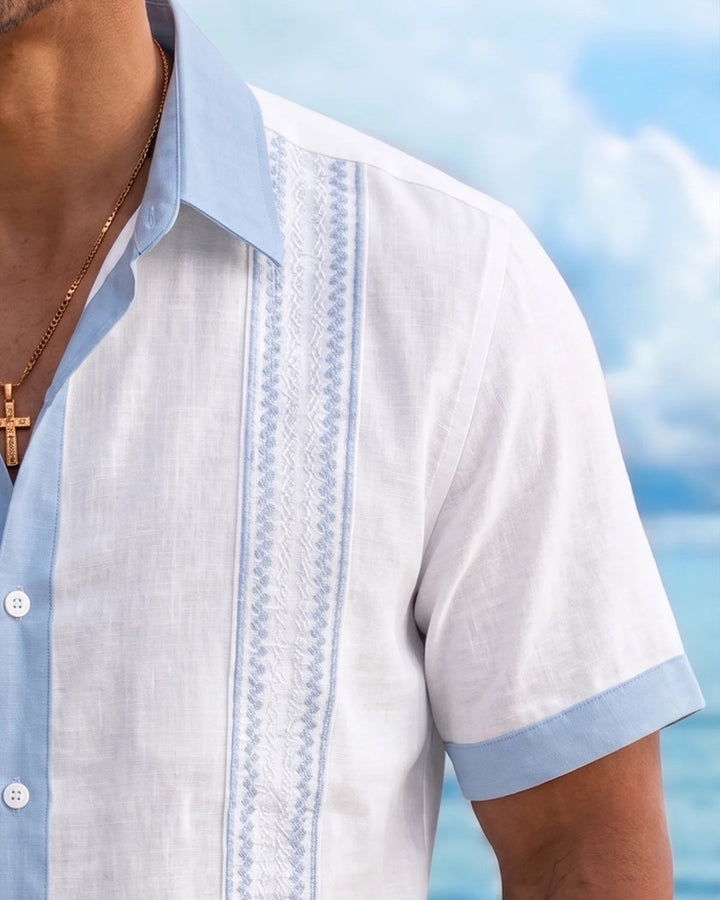 Alohadaddy® Basic White and Blue Striped Casual Print Men&