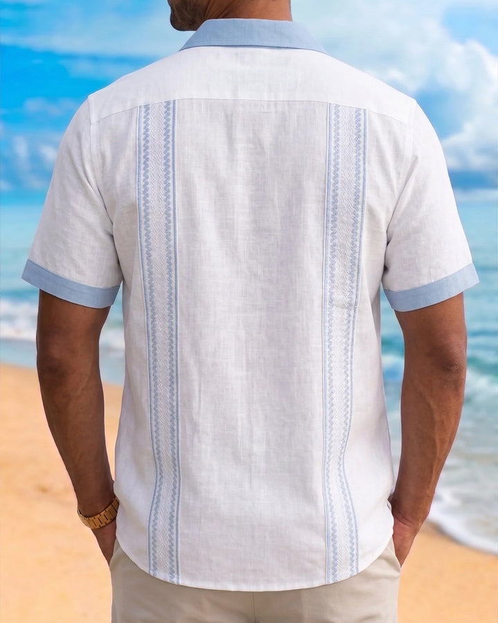 Alohadaddy® Basic White and Blue Striped Casual Print Men&
