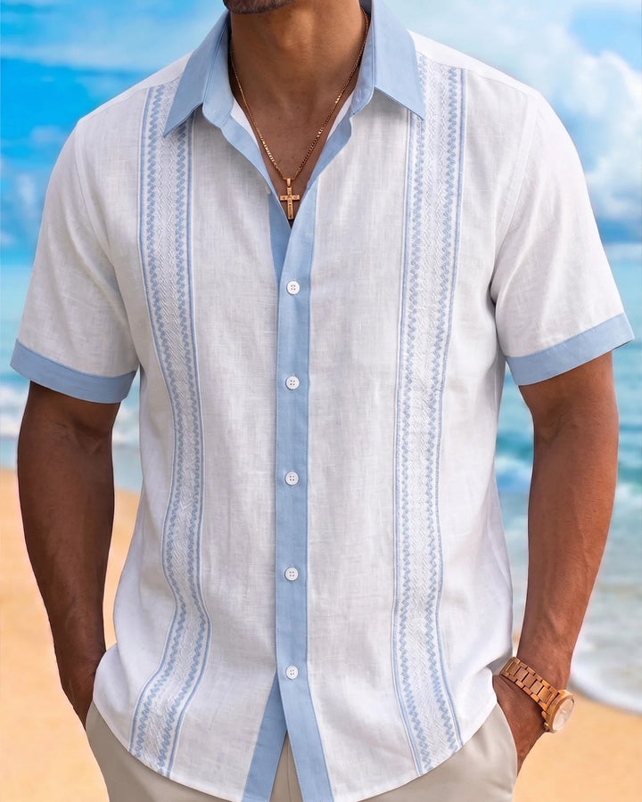 Alohadaddy® Basic White and Blue Striped Casual Print Men&