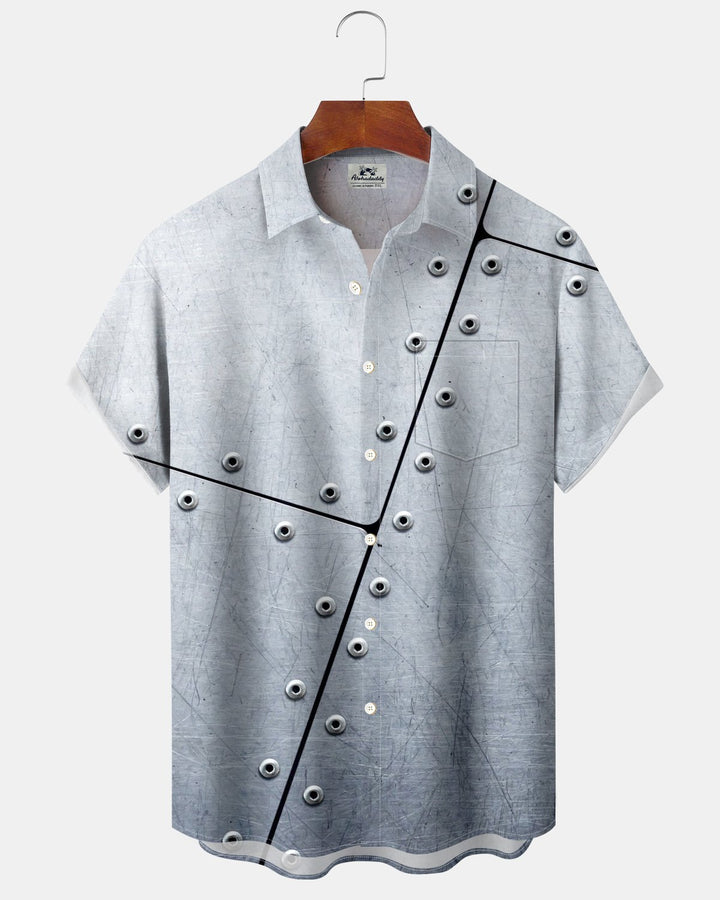 Alohadaddy® Casual Abstract Mechanical Steel Plate Print Men&
