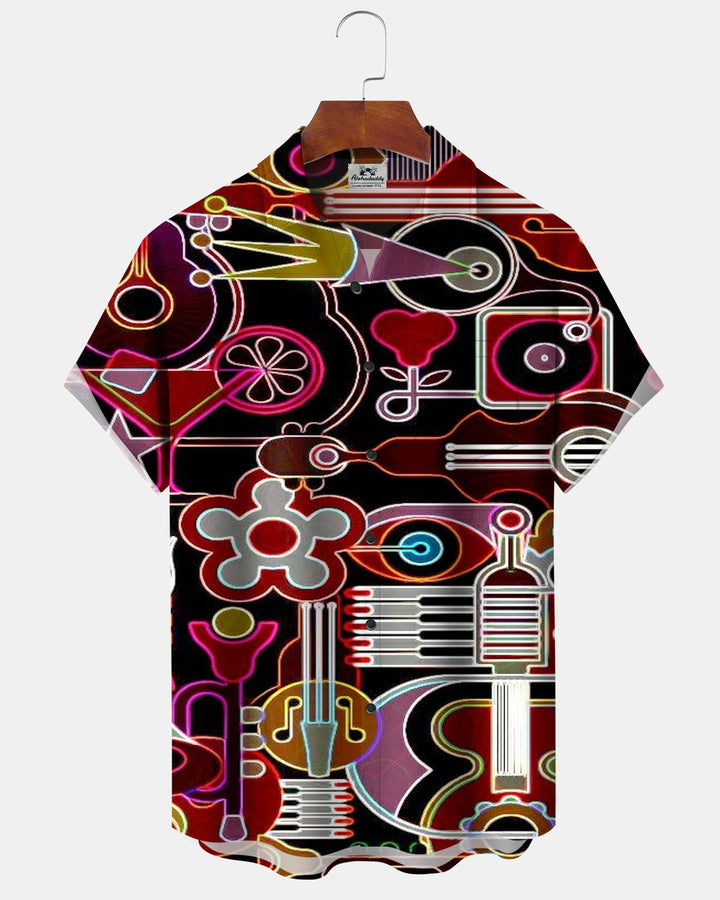 Alohadaddy® Casual Music Geometric Abstract Stripe Print Men&