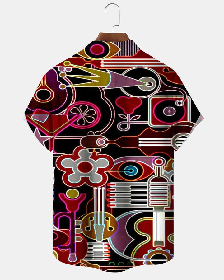 Alohadaddy® Casual Music Geometric Abstract Stripe Print Men&