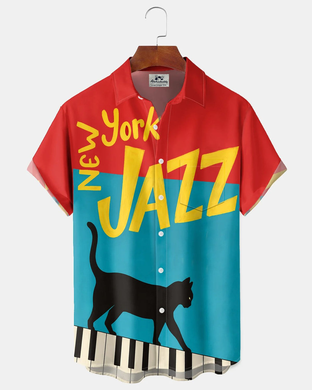 Alohadaddy® Retro Black Cat Jazz Music Piano Print Men&