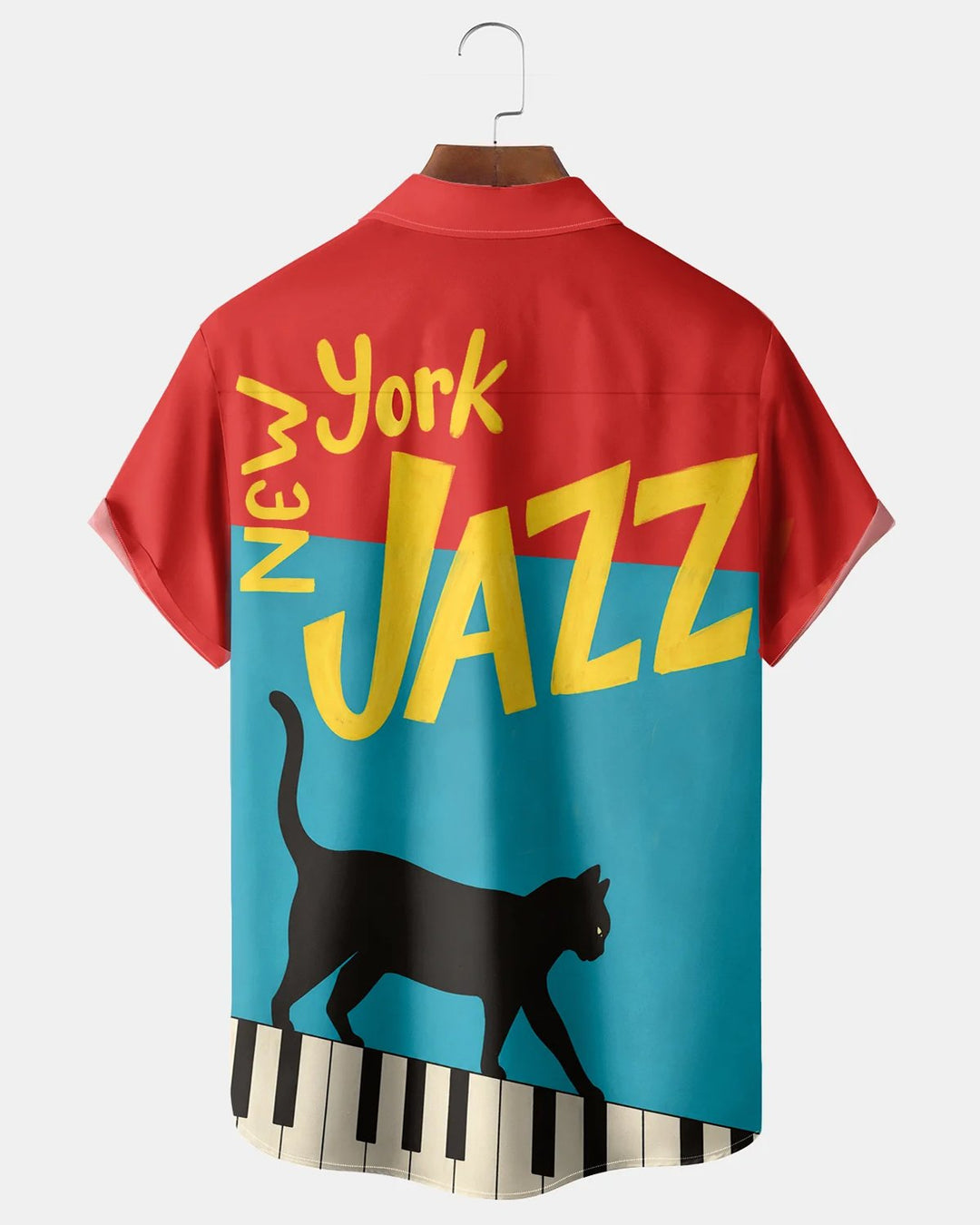 Alohadaddy® Retro Black Cat Jazz Music Piano Print Men&