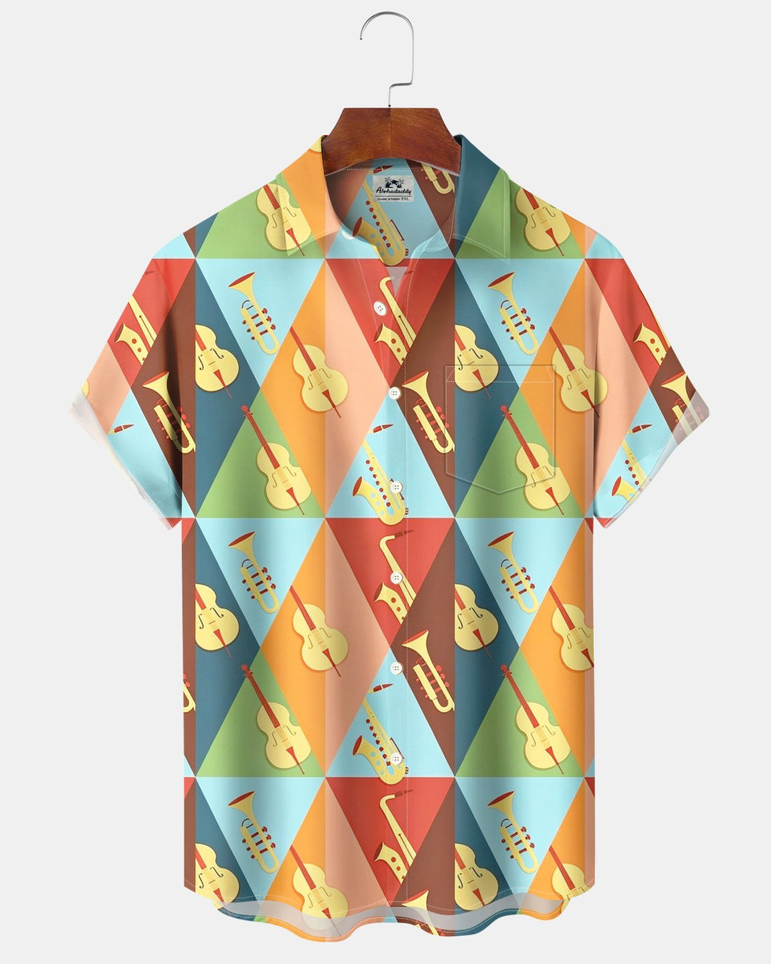 Alohadaddy® Casual Guitar Saxophone Geometric Print Men&
