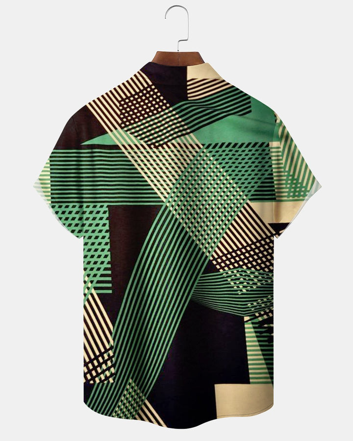Alohadaddy® Casual Basic Striped Geometric Print Men&