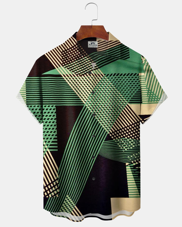 Alohadaddy® Casual Basic Striped Geometric Print Men&