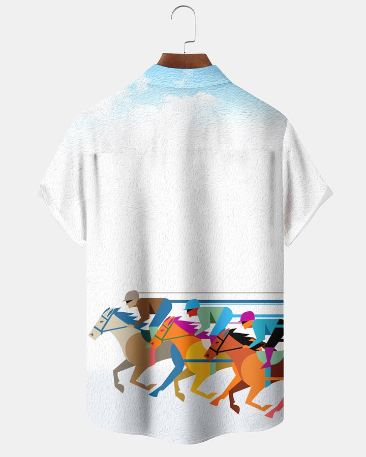 Alohadaddy® Casual Horse Racing Print Men&