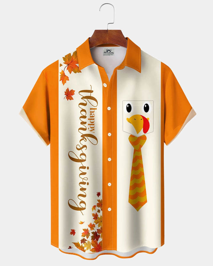 Alohadaddy® Thanksgiving Turkey Tie Maple Leaf Print Men&