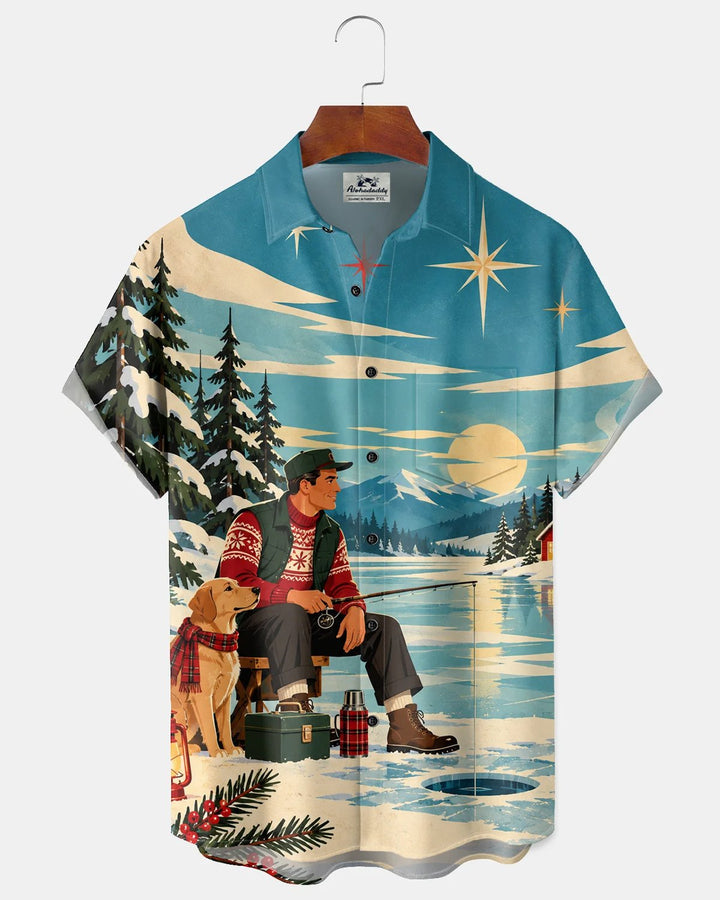 Alohadaddy® Retro Holiday Christmas Atomic Dog Print Men&
