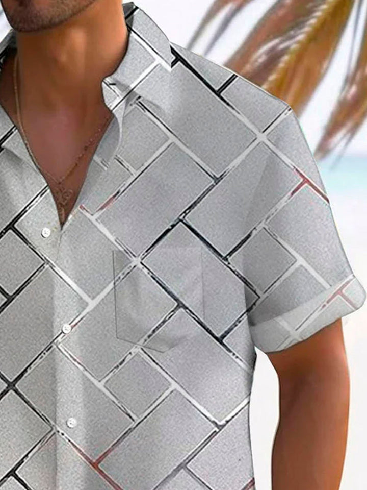 Alohadaddy Retro Geometric 3D Tech Print Men&