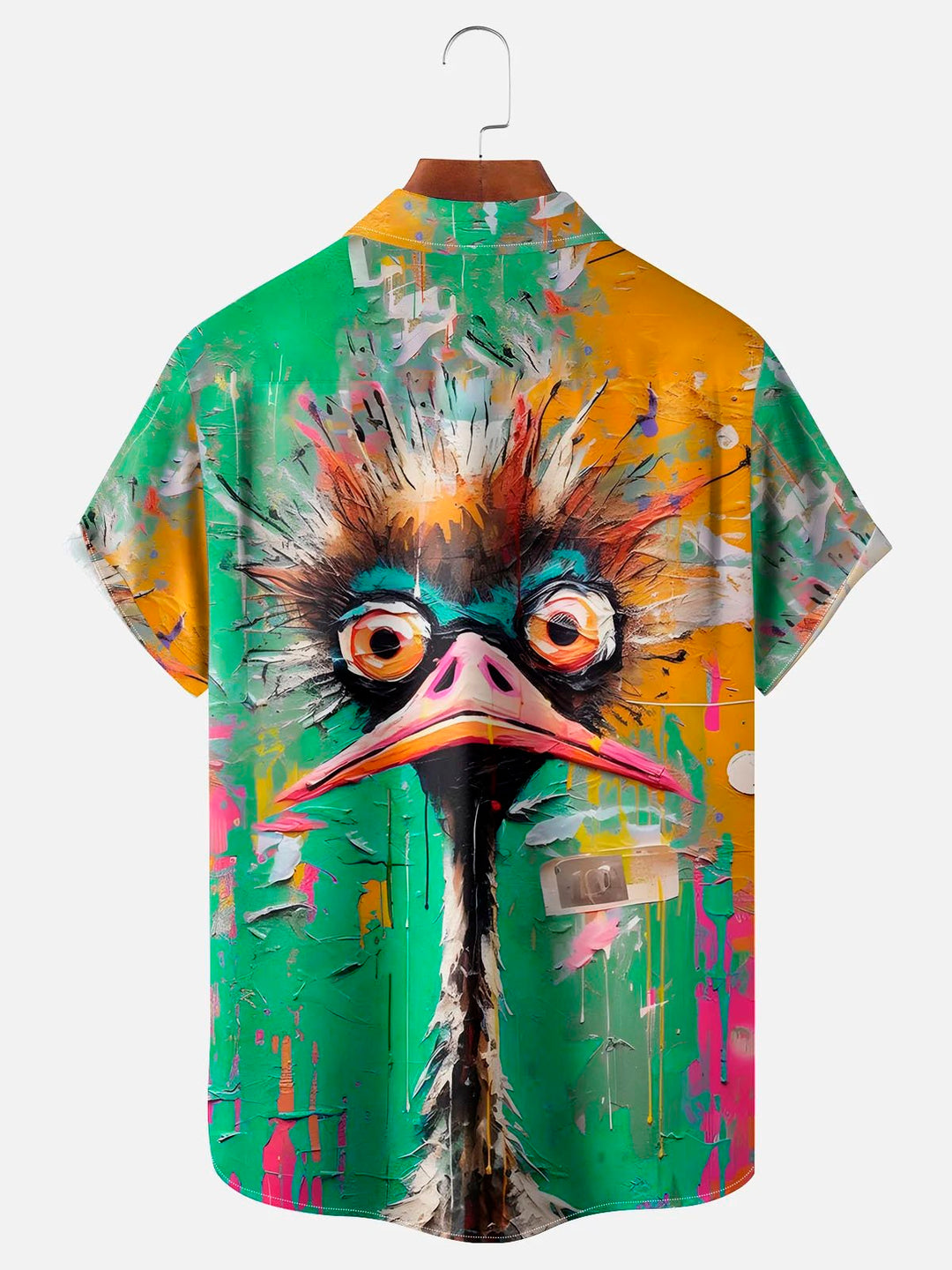 Camisa de manga corta con bolsillo y botones para hombre, estilo retro abstracto, con estampado 3D de pintura al óleo de avestruz y pavo, talla grande y alta, de Alohadaddy