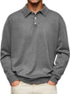 Alohadaddy Basics Plain Men's Button-Down Long Sleeve POLO Shirt
