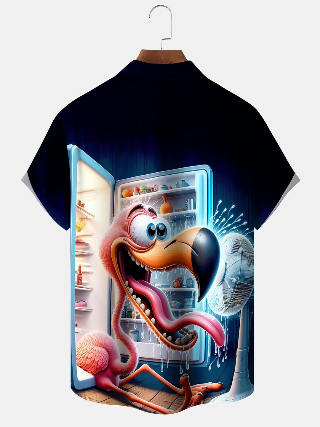 Alohadaddy Hawaii Resort Style Hot Flamingo Refrigerator Print Art Button Stretch Large Size Men&