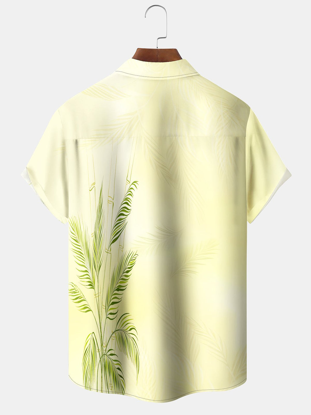 Alohadaddy Casual Hawaiian Plant Bamboo Print Art Pocket Button Elastic Oversized Shirt