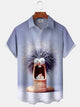 Alohadaddy Casual Collection Simple Crazy Bug Button Cardigan Pocket Stretch Oversized Polyester Short Sleeve Shirt