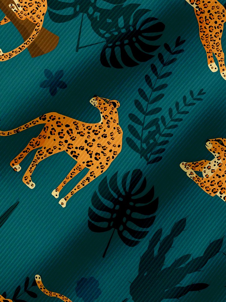 Alohadaddy Hawaiian Animal Cheetah Print Art Button Elastic Large Size Short Sleeve Polo Shirt