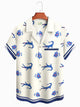 Alohadaddy Hawaiian Crocodile Flowers Art Print Button Cardigan Pockets Elastic Oversized Long Short Sleeve Shirt