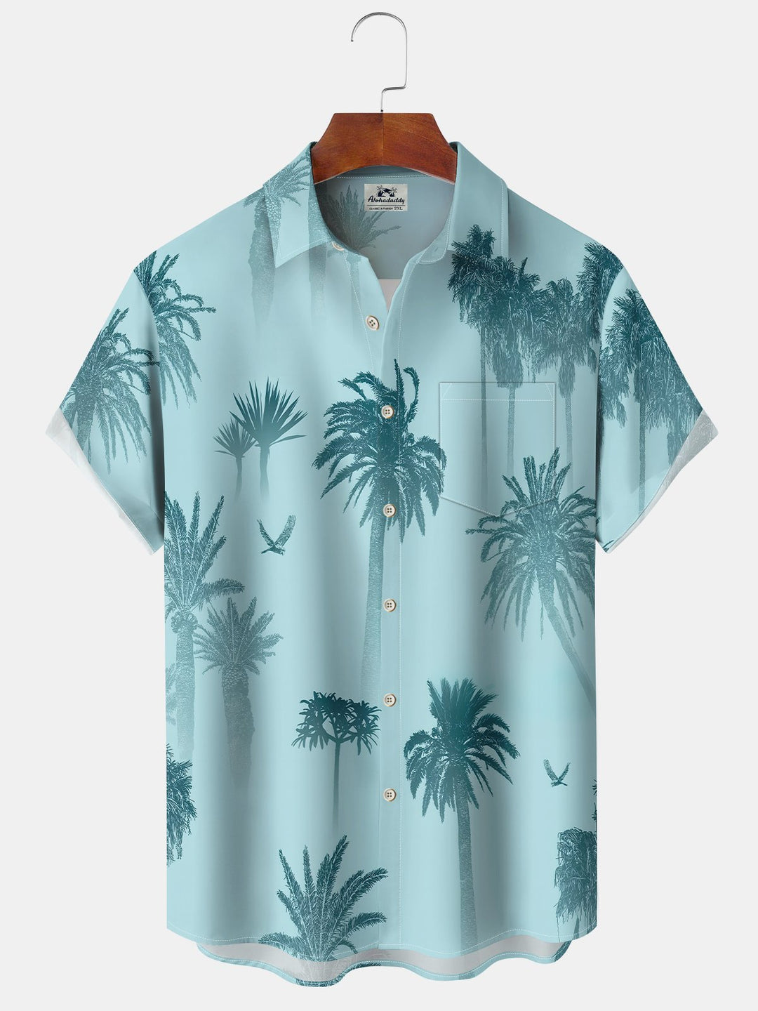 Alohadaddy Hawaiian Holiday Style Palm Tree Print Art Button Cardigan Pocket Stretch Large Size Long Short Sleeve Shirt