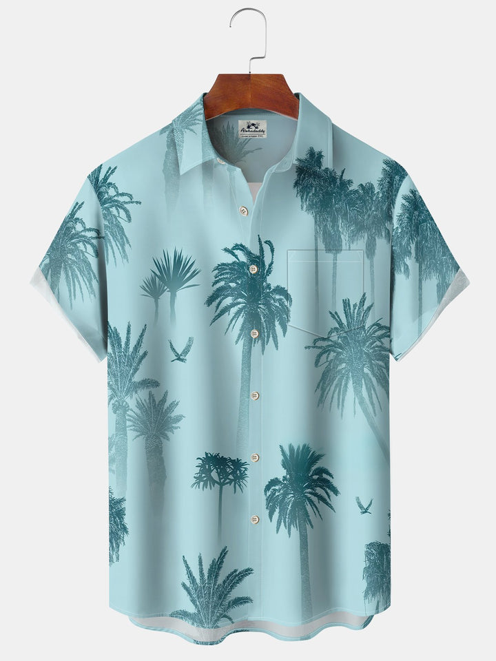 Alohadaddy Hawaiian Holiday Style Palm Tree Print Art Button Cardigan Pocket Stretch Large Size Long Short Sleeve Shirt