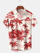 Alohadaddy Hawaiian Palm Tree Painting Art Button Cardigan Pocket Stretch Large Size Long Short Sleeve Shirt