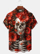 Alohadaddy Hawaiian Casual Flowers Skull Button Cardigan Pockets Stretch Large Size Long Short Sleeve Shirt