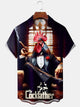 Alohadaddy Casual Collection Cigar Suit Rooster Print Art Button Cardigan Pockets Fresh Stretch Polyester Short Sleeve Shirt