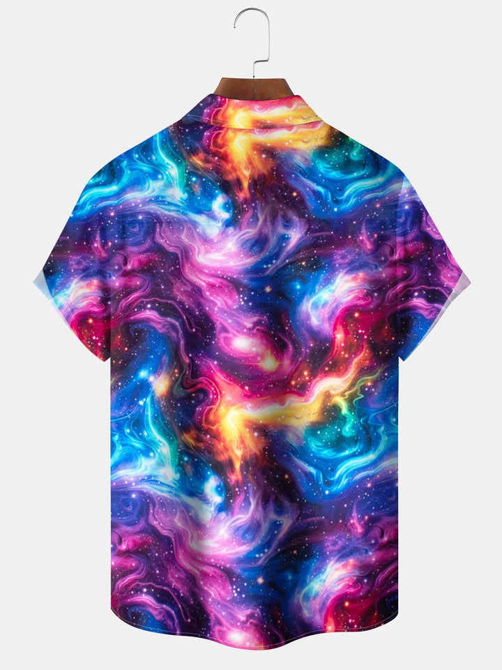 Alohadaddy® Casual Abstract Stars Art Print Pockets Moisture Wicking Hawaiian Shirt Big &amp; Tall