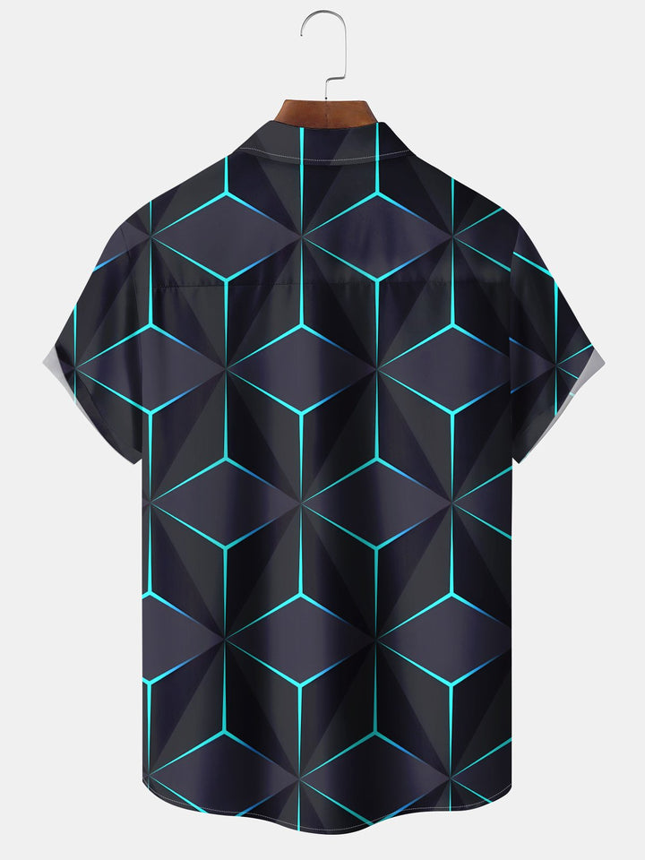 Alohadaddy® Casual Geometric Art Print Pockets Large Size Stretch Men&