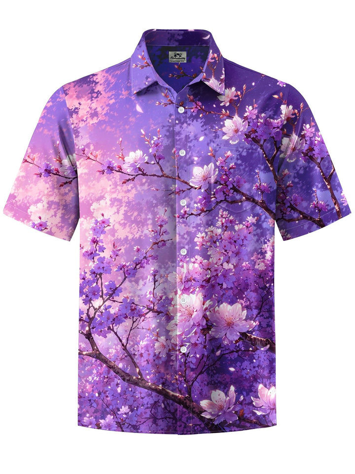 Alohadaddy® Hawaiian Peach Art Print Chest Pocket Men&