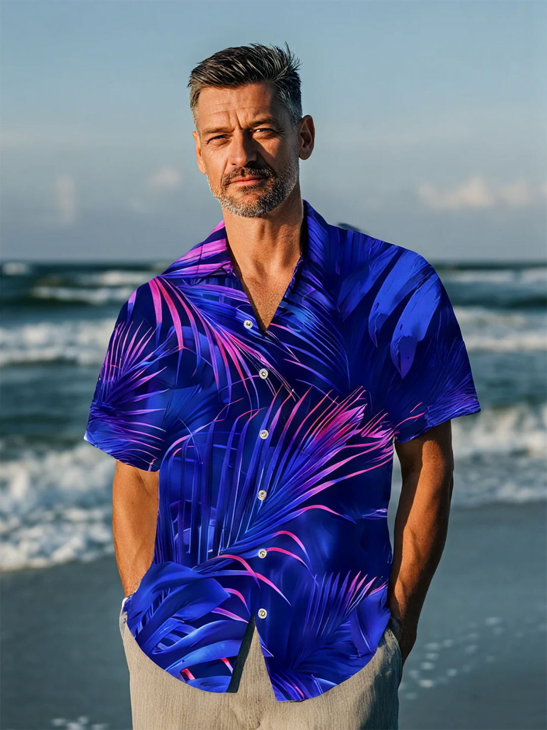 Alohadaddy® Hawaiian Palm Leaf Art Print Moisture Wicking Men&