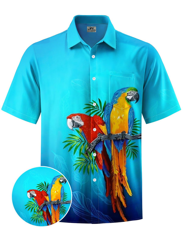 Alohadaddy® Hawaiian Parrot Art Print Chest Pocket Men&