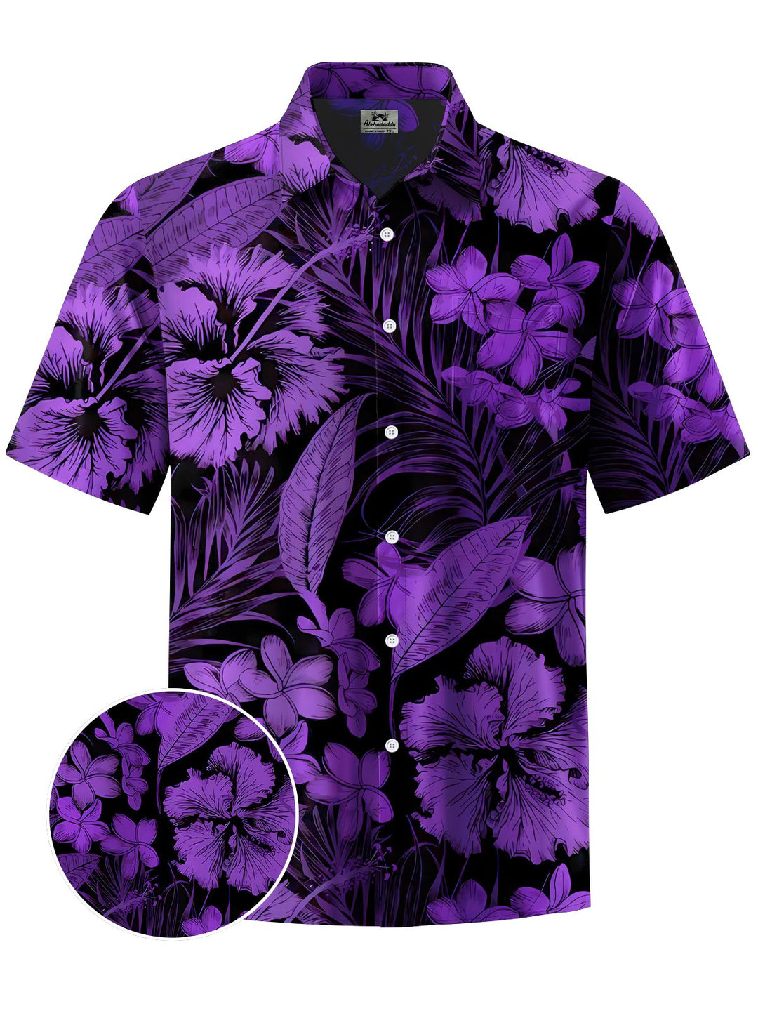 Alohadaddy® Hawaiian Floral Art Print Chest Pocket Mens Short Sleeve Shirt Big &amp; Tall