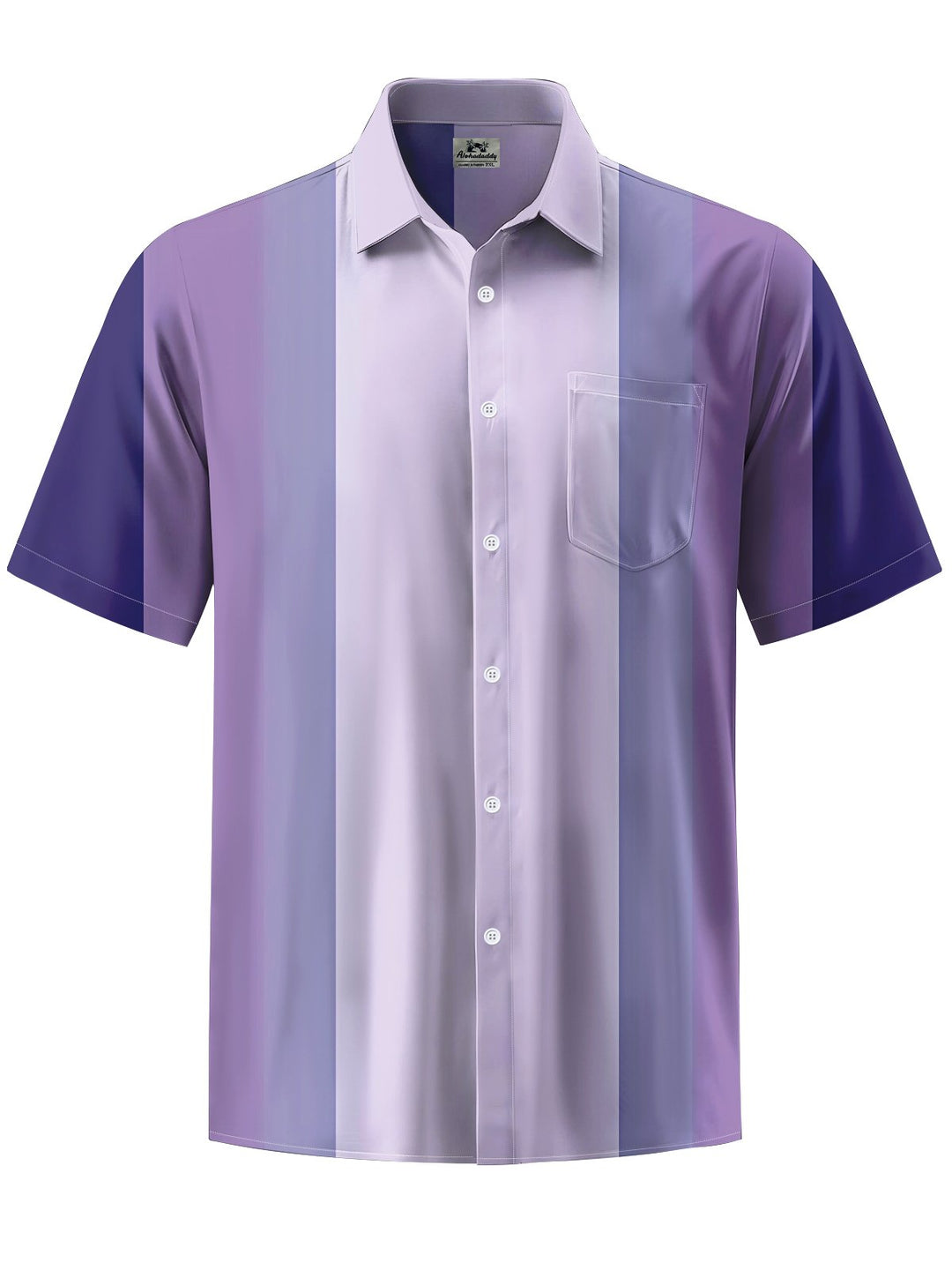 Alohadaddy® Casual Contrast Stripe Art Print Chest Pocket Men&
