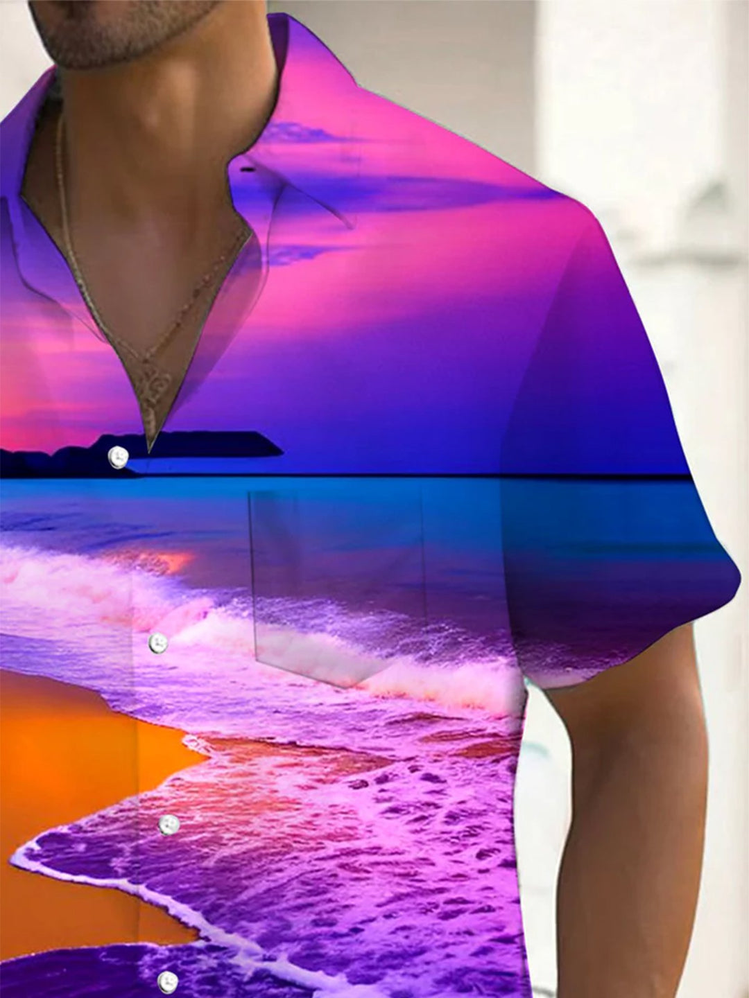 Alohadaddy® Hawaii Beach Sunset Art Print Chest Pocket Men&