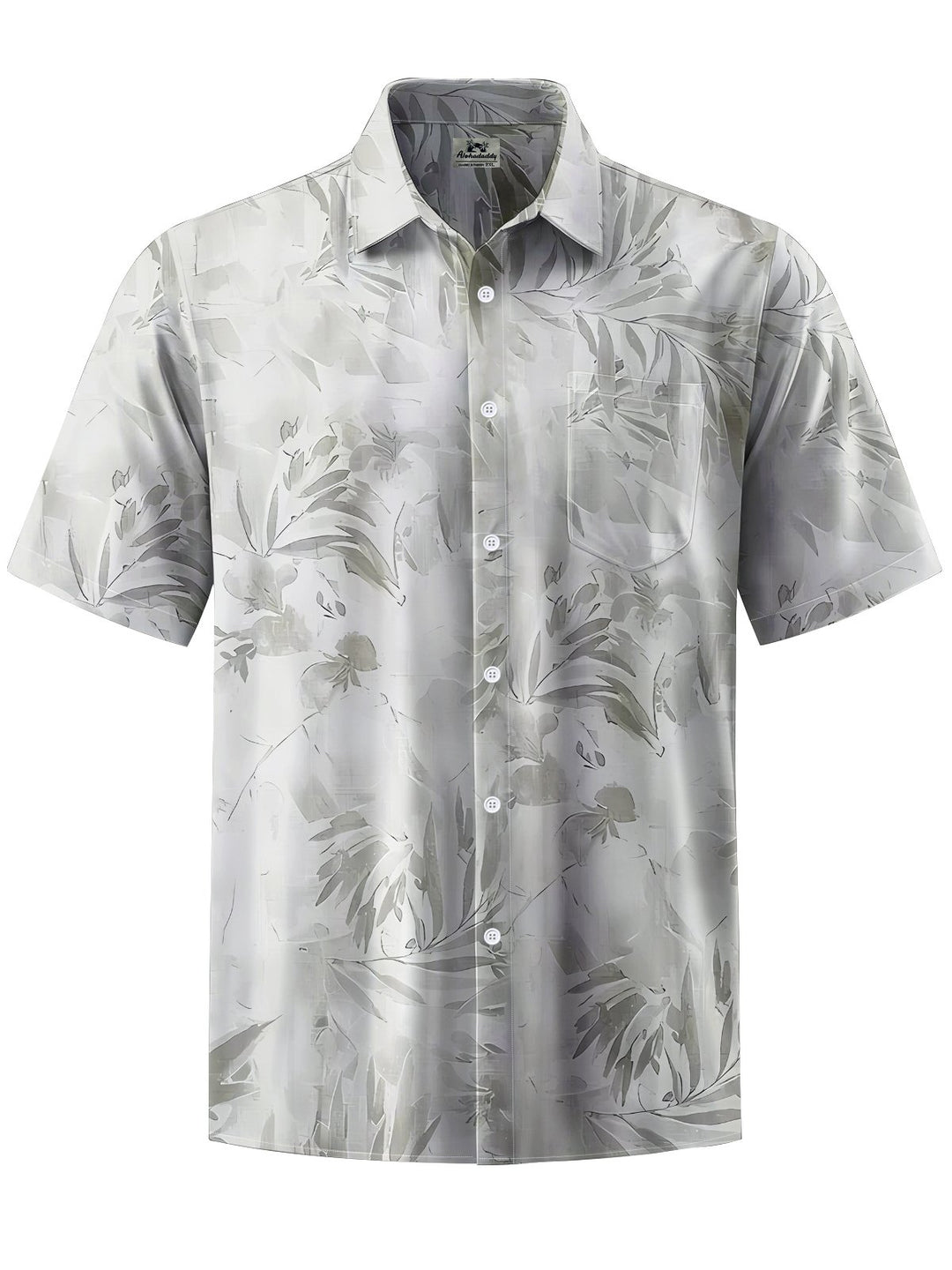 Alohadaddy® Casual Leaves Art Print Chest Pocket Mens Short Sleeve Shirt Big &amp; Tall