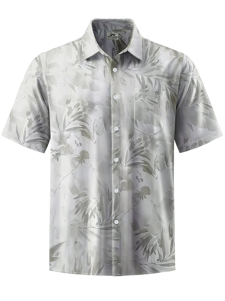 Alohadaddy® Casual Leaves Art Print Chest Pocket Mens Short Sleeve Shirt Big &amp; Tall