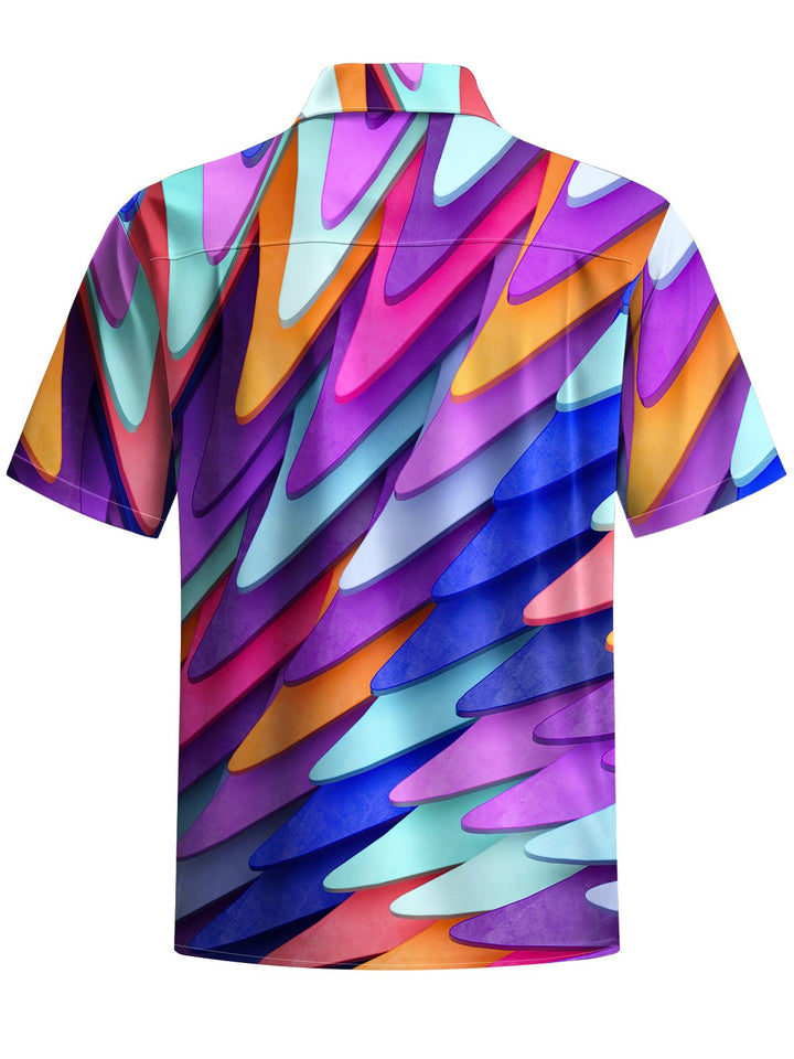 Alohadaddy® Casual Geometric Art Print Chest Pocket Men&