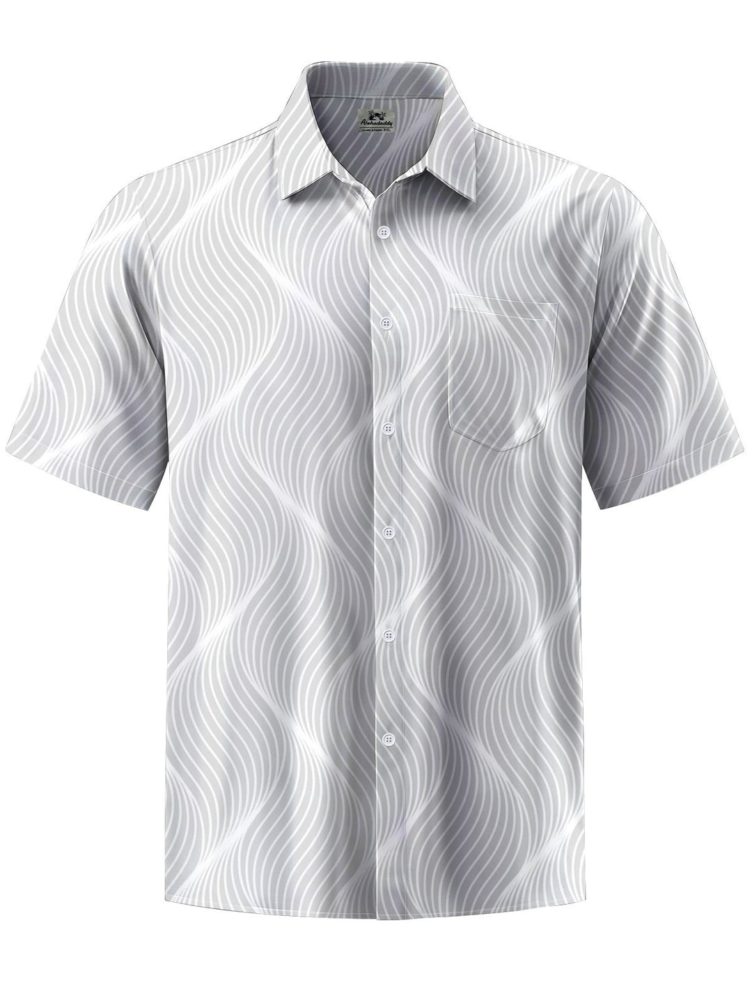 Alohadaddy® Casual Stripe Geometric Art Print Chest Pocket Men&