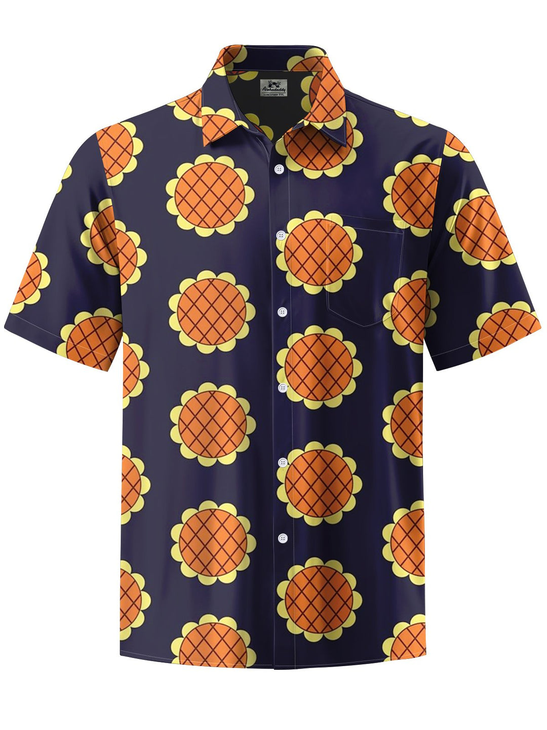 Alohadaddy® Casual Sunflower Art Print Chest Pocket Men&