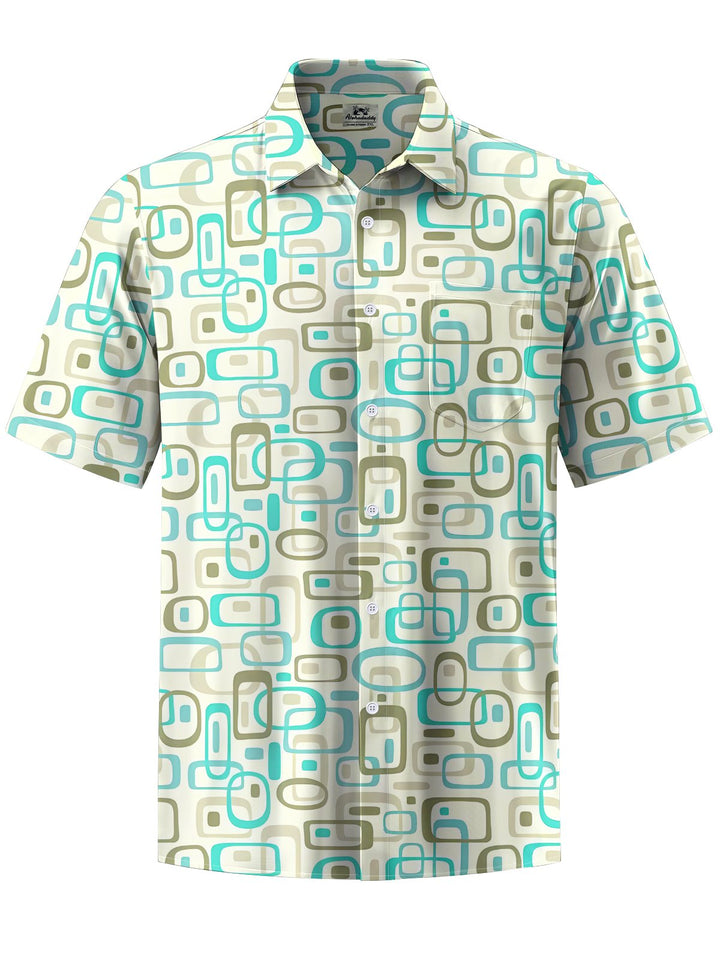 Alohadaddy® Casual Geometric Art Print Chest Pocket Men&