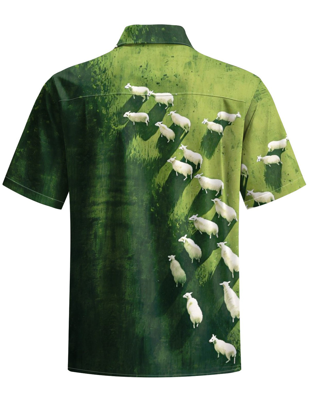 Alohadaddy® Casual Grass Sheep Art Print Chest Pocket Men&