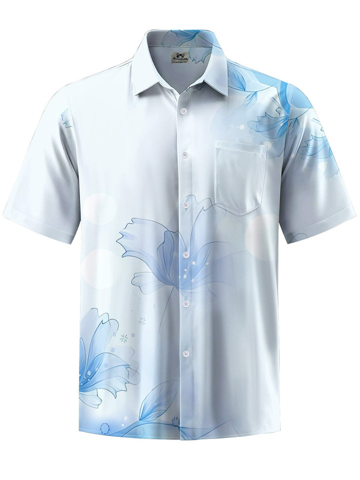 Alohadaddy® Casual Hawaiian Floral Art Print Chest Pocket Men&