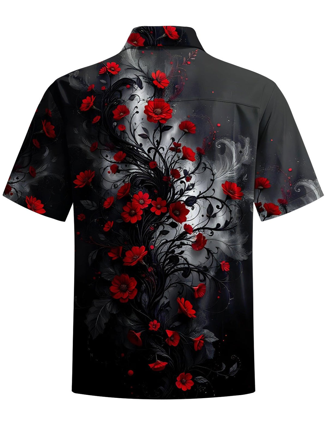 Alohadaddy® Vintage Floral Art Print Chest Pocket Stretch Men&