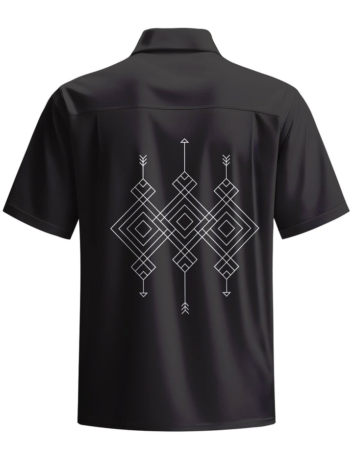 Alohadaddy® Casual Geometric Art Print Chest Pocket Men&