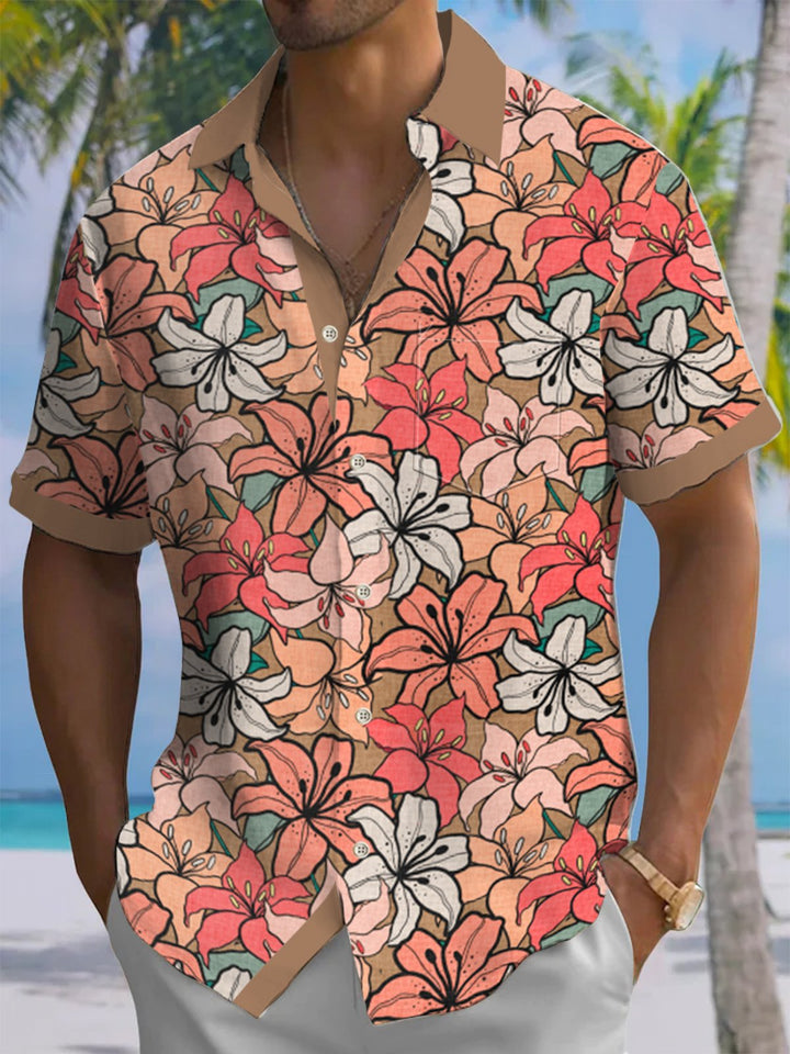 Alohadaddy® Casual Hibiscus Contrast Art Print Men&
