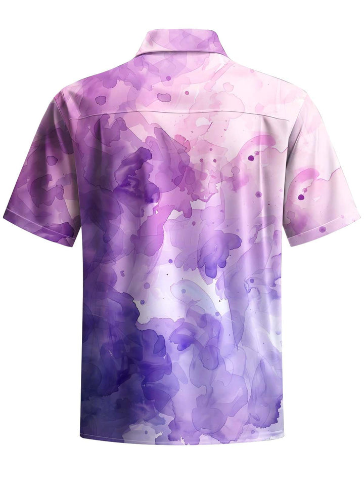Alohadaddy® Casual Abstract Watercolor Art Print Chest Pocket Men&