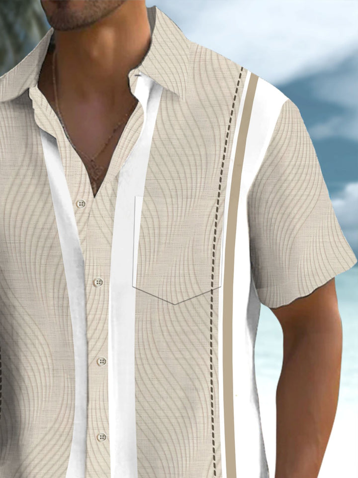 Alohadaddy® Stripe Texture Print Art Stretch Pocket Casual Men&
