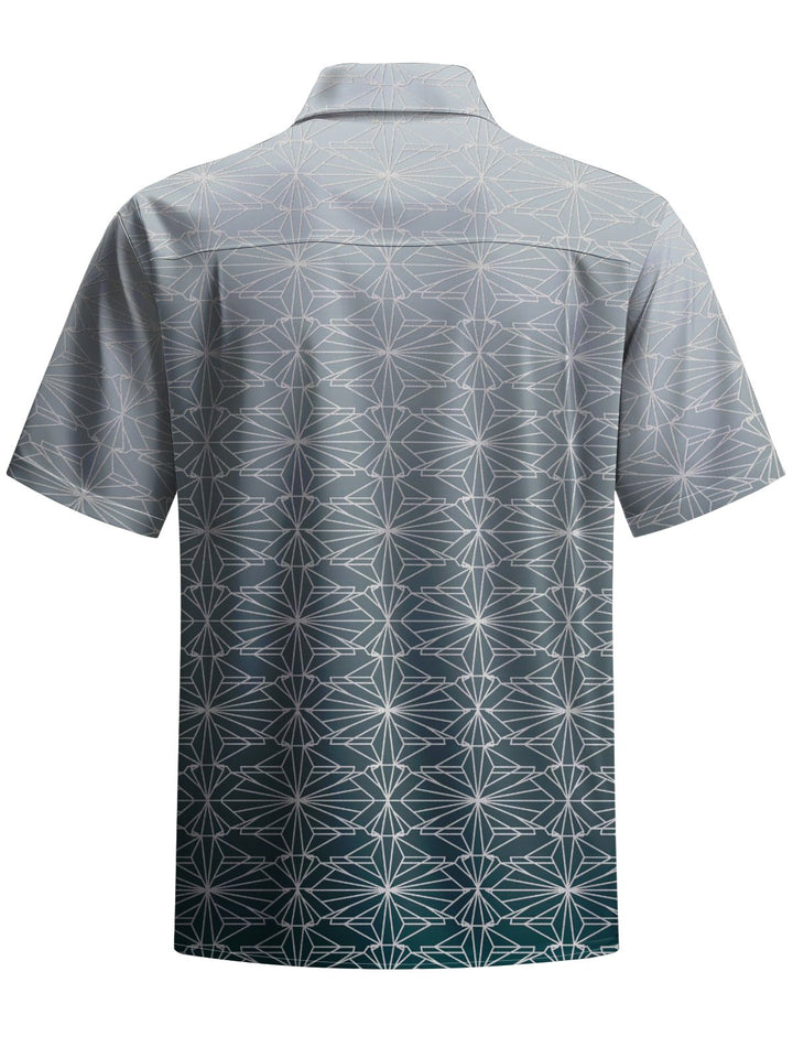Alohadaddy® Casual Gradient Geometric Print Art Elastic Pocket Button Men&