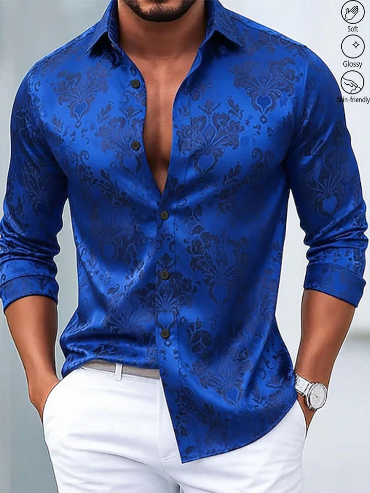 Alohadaddy® Vintage Palace Jacquard Print Elastic Button Men&